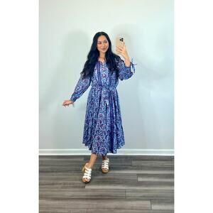 Cleobella Faith Caftan Midi Dress in Delhi Block Print Large Paisley Cotton